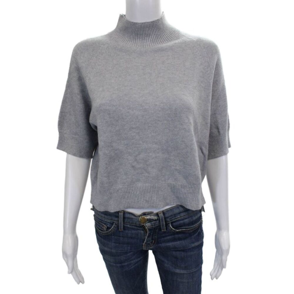 Alexandre Laurent Women Pullover Mock Neck Short Sleeve Gray Size One